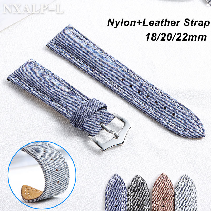 Omega Watches Smartwatch - Denim Canvas Nylon Horlogeband 18mm 20mm