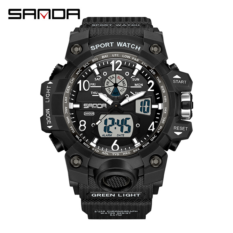 Solar Powered Watch - Mode Sanda Merk Jeugd Militaire Sport