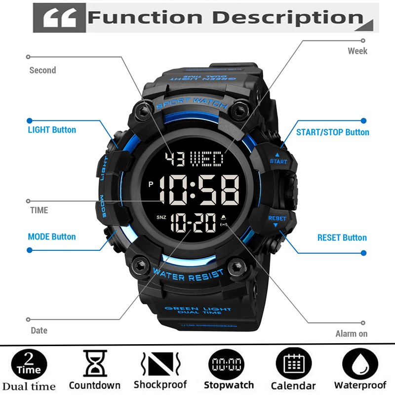 Skmei Luxe Mode Sporthorloges  - Tide Watch Surf recensie en prijs