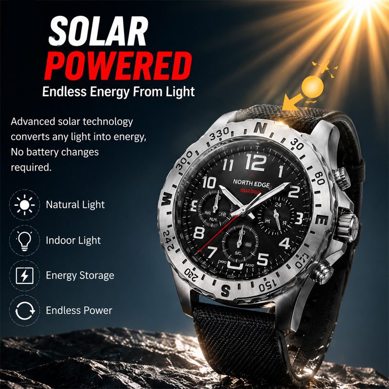 NORTH EDGE MACH 2 Herenhorloge - Solar Powered Watch recensie en prijs