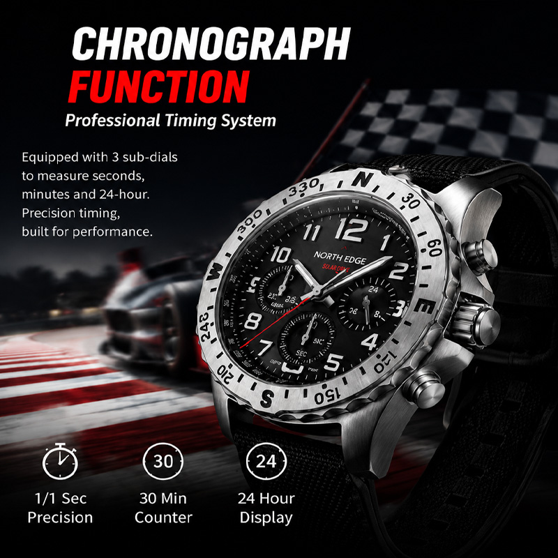 NORTH EDGE MACH 2 Herenhorloge - Solar Powered Watch recensie en prijs