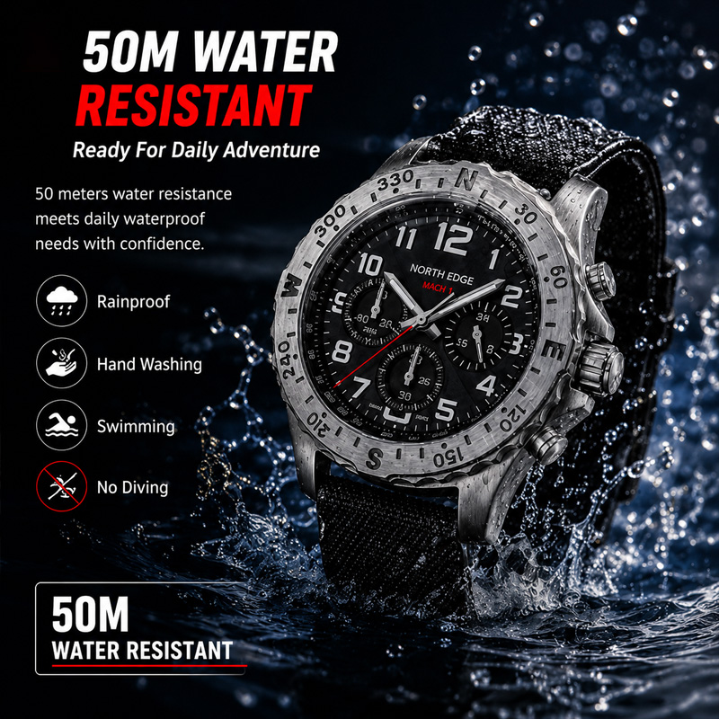 NORTH EDGE MACH 2 Herenhorloge - Solar Powered Watch recensie en prijs