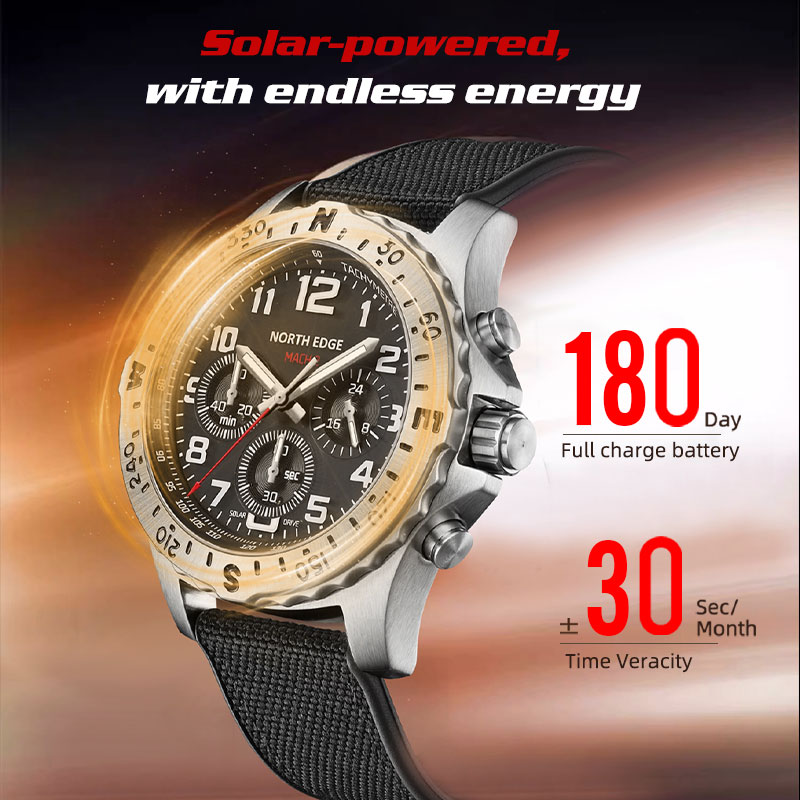 NORTH EDGE MACH 2 Herenhorloge - Solar Powered Watch recensie en prijs
