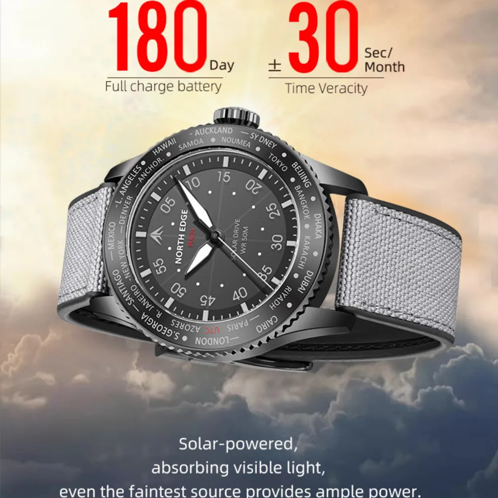 NORTH EDGE MACH Zonne-energie  - Solar Powered Watch recensie en prijs